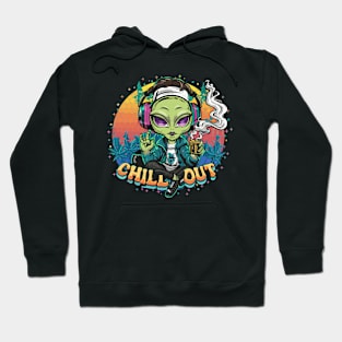 Interstellar Rhythm: Hip Hop Alien Art Piece Hoodie